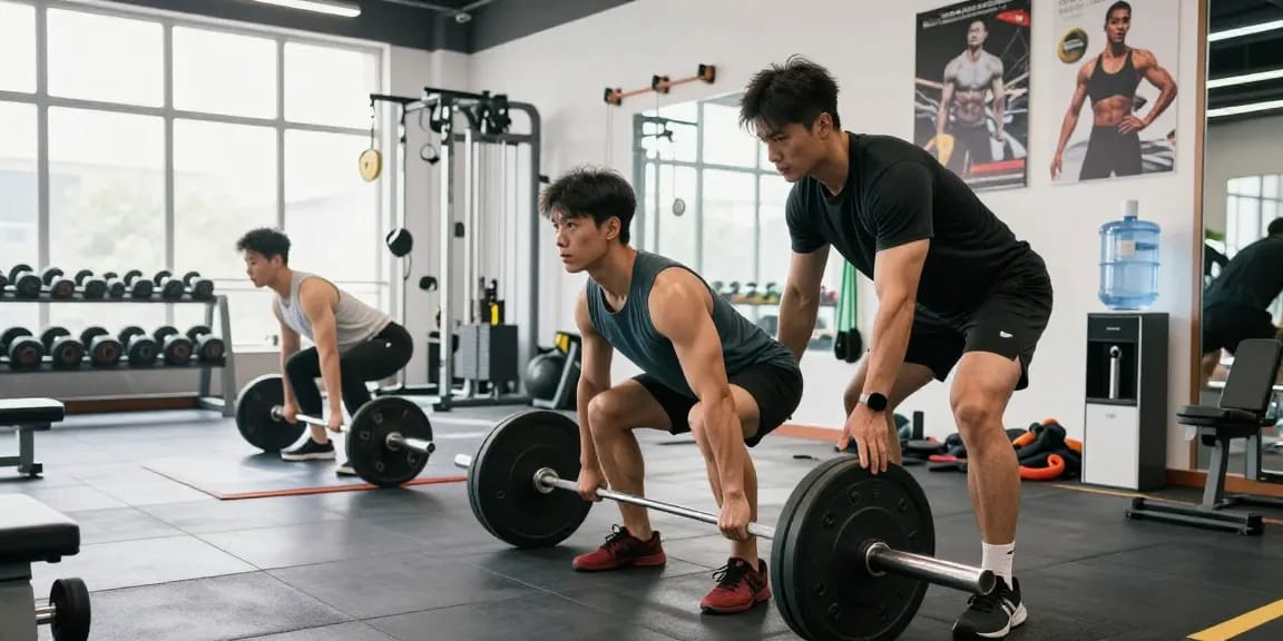 Prime Pharma Steroids in een moderne sportschool met atleten die trainen.