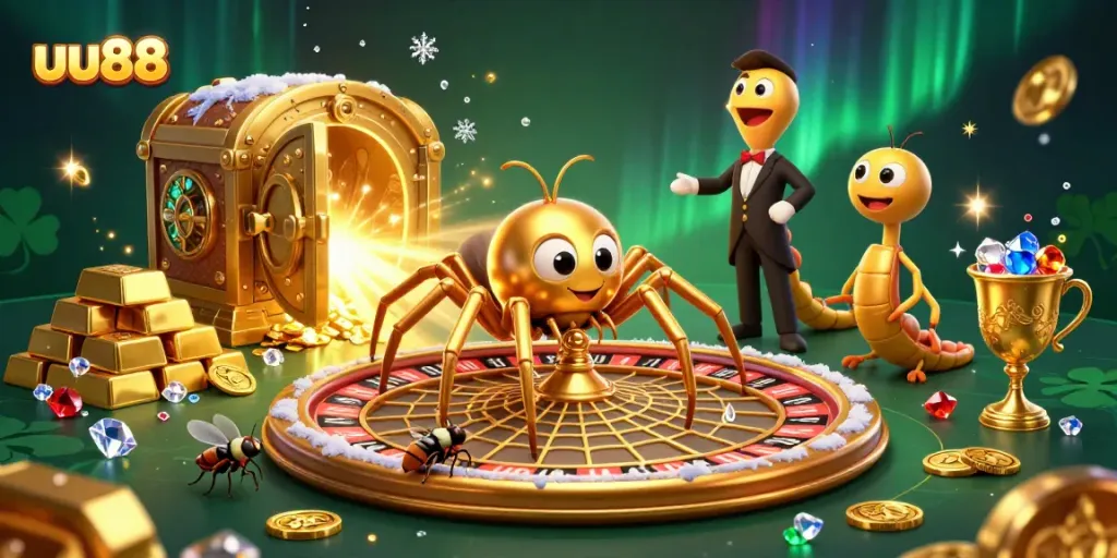 Experience thrilling wins at uu88 with a dynamic roulette-themed scene featuring enchanting casino elements.