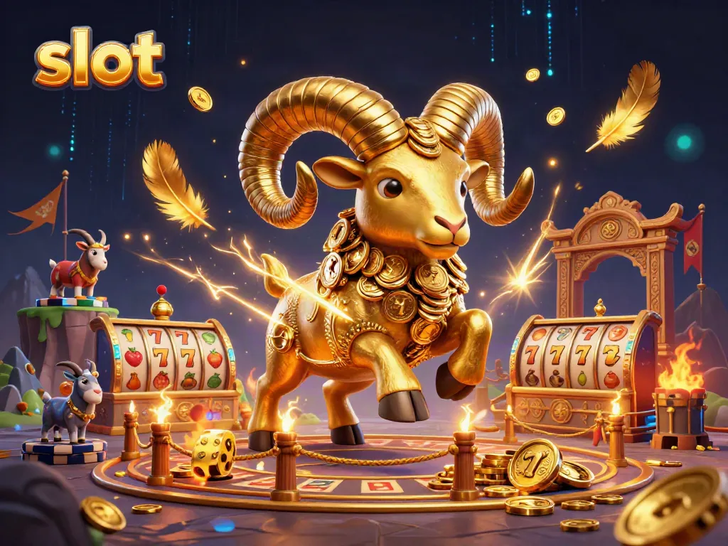 Experience the excitement of slot games with this vibrant 3D illustration featuring unique elements.
