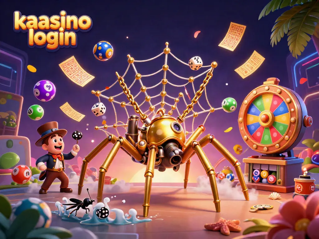 Engage with kaasino login through an exciting 3D casino-themed artwork, featuring dynamic elements.