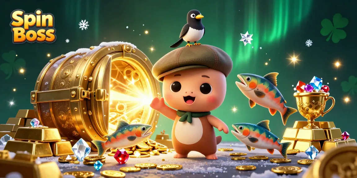 Engage in thrilling casino action with Spin Boss, featuring slots and gold treasures in a vibrant scene.